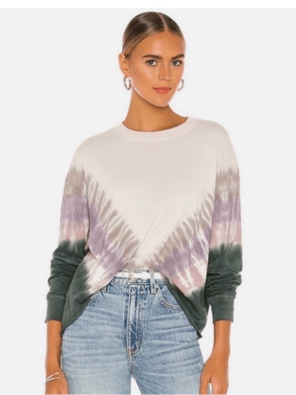 Daydreamer Cream, Lavender & Olive Tie-Dye Long Sleeve Top